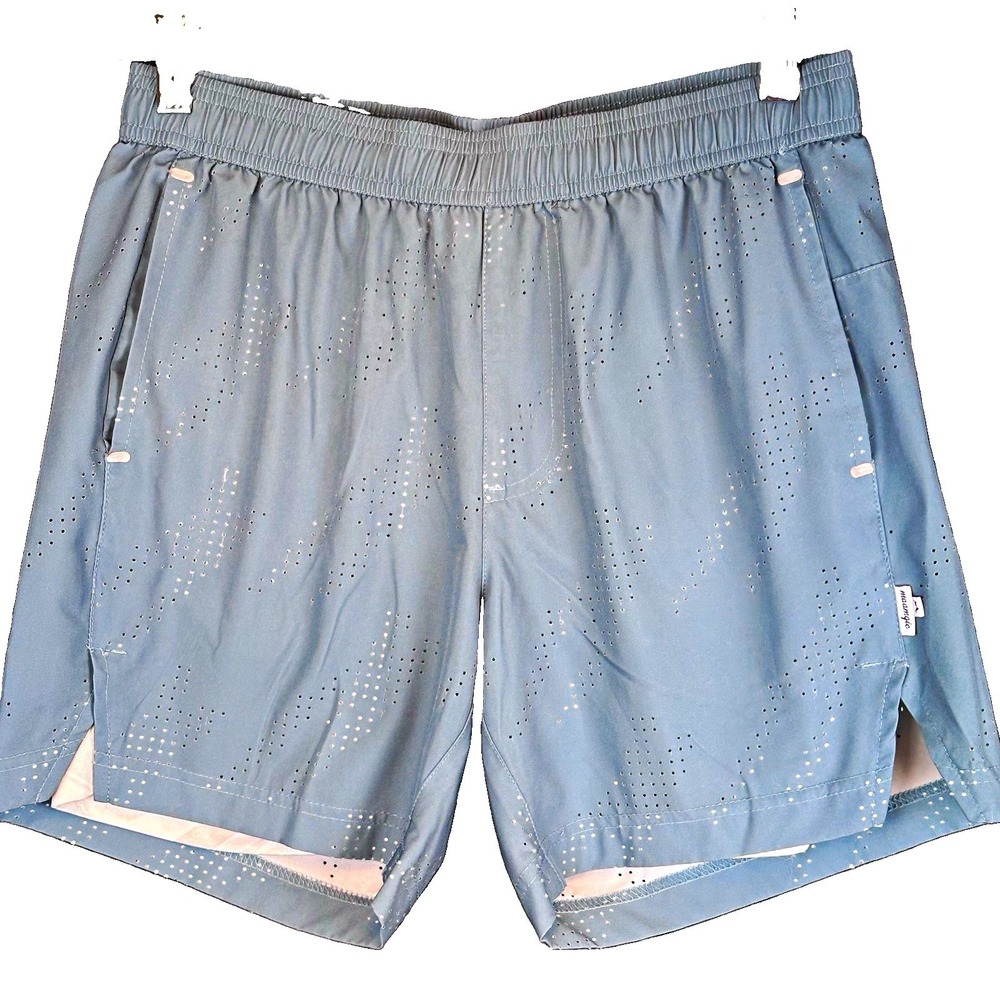 Maamgic Men's Athletic Shorts M Blue Mesh Polyester Lined Pockets Elastic 9in